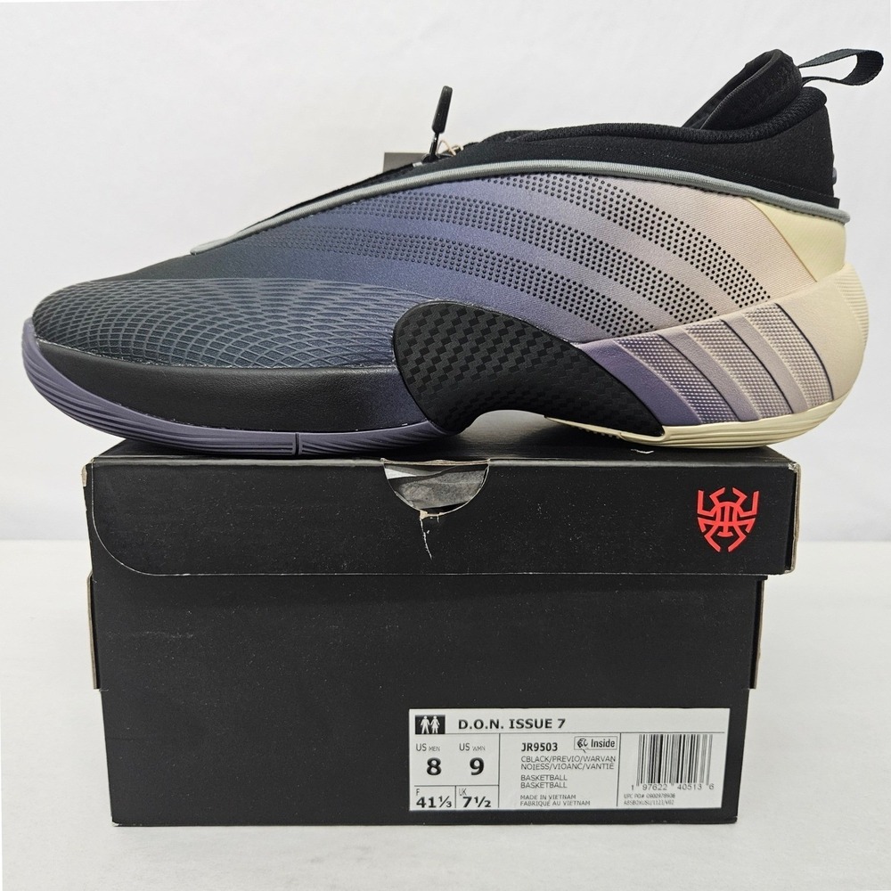 Adidas D.O.N. Issue 7 Basketball Shoes JR9503 Black Violet‎ Vanilla Men Size 8